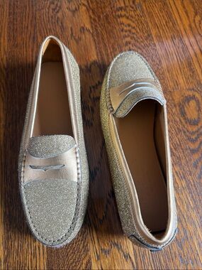 To Boot Gold Glitter Penny Loafers - Women's Slip-On Flats